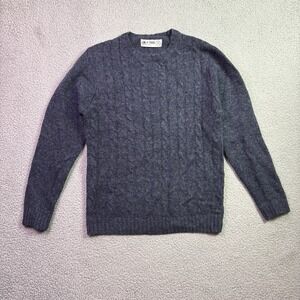 Line Of Trade Sweater Mens Medium Shetland Wool Cable Knit Pullover